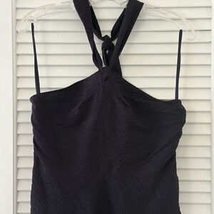 Vintage J. Crew Blue Textured Halter Dress